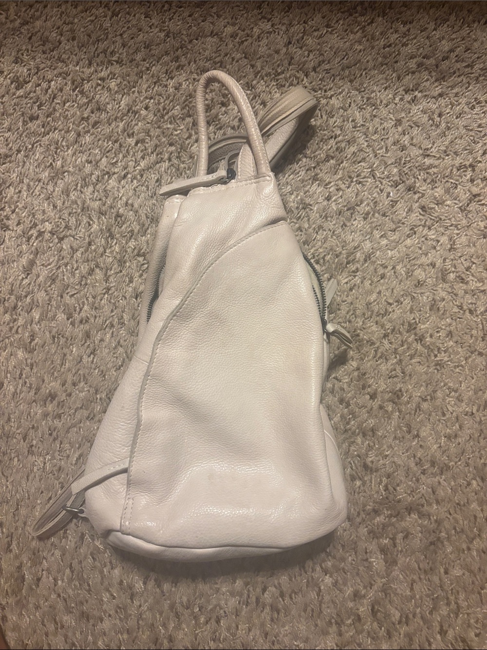 We The Free Cream Leather Sling Backpack